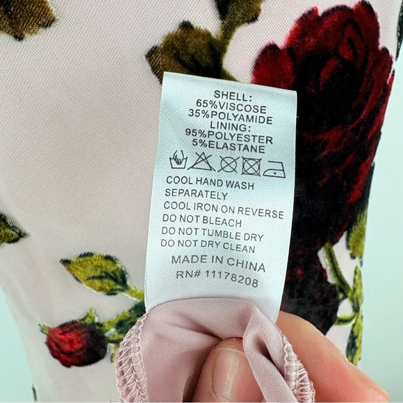 Rare London Pink Rose Devore Lace-Up Midi Dress Formal Wedding Prom Party Sz 2 - Picture 10 of 11